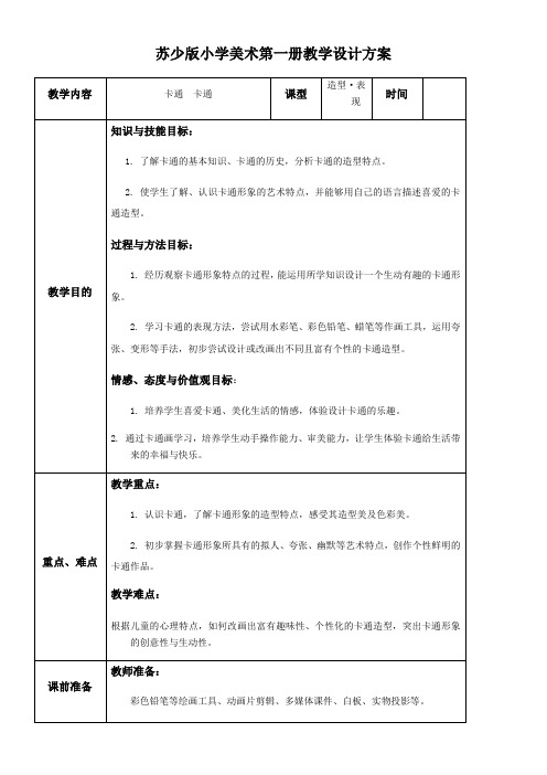 江苏少年儿童出版社小学美术一年级上册 第十七课 卡通 卡通-优秀奖