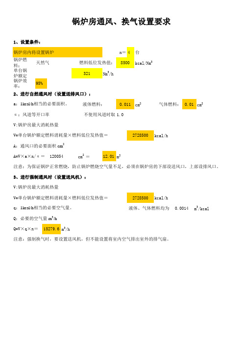 锅炉房通风、换气设置及空气量计算