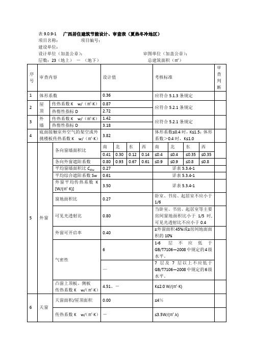 节能设计审查表范本