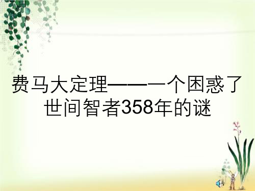 费马大定理——一个困惑了世间智者358年的谜