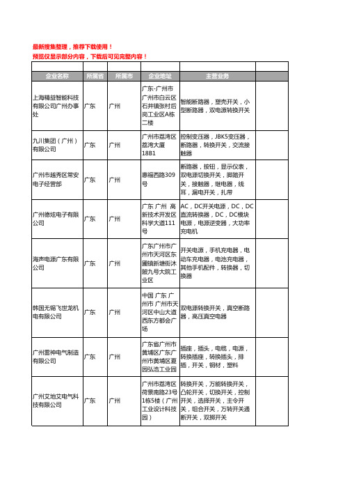 新版广东省广州转换开关工商企业公司商家名录名单联系方式大全108家