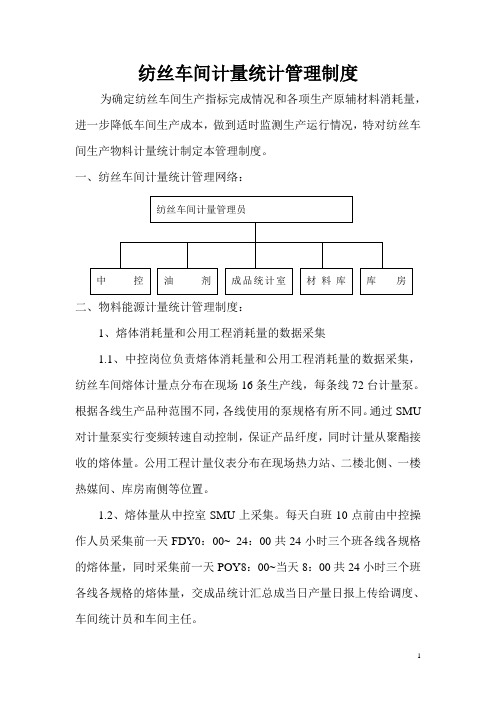 纺丝车间计量统计管理制度