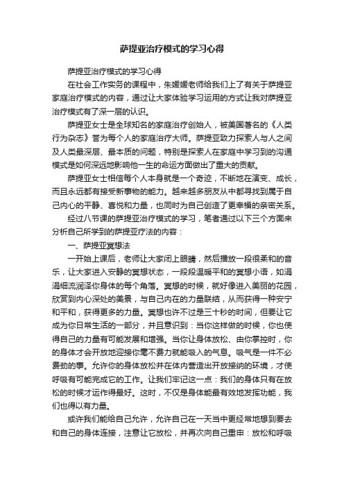 萨提亚治疗模式的学习心得