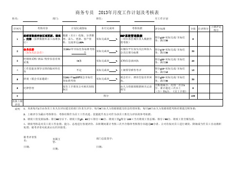 商务专员最新考核表