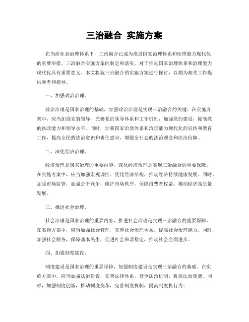 三治融合 实施方案