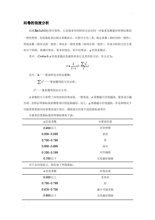 问卷的信度分析实例介绍