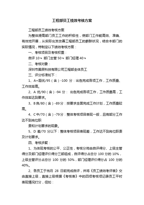 工程部员工绩效考核方案