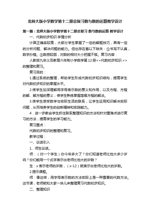 北师大版小学数学第十二册总复习数与数的运算教学设计