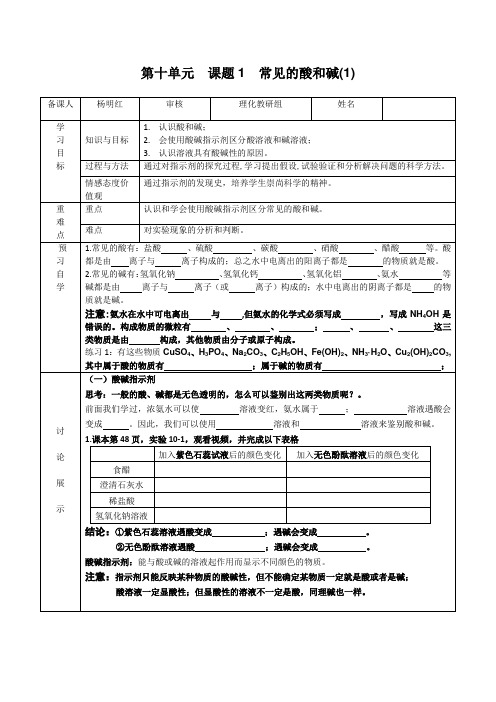 10.1 常见的酸和碱(1)