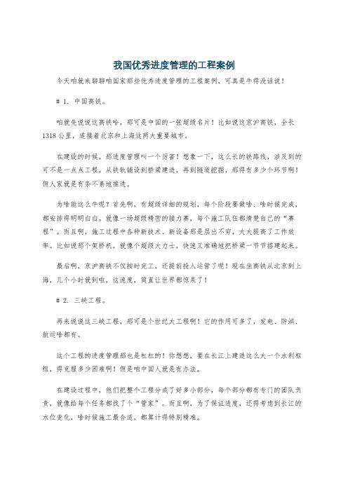 我国优秀进度管理的工程案例