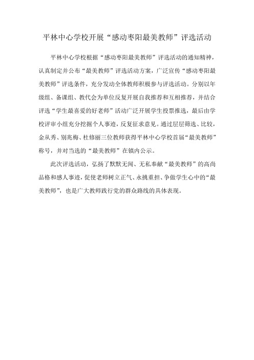 平林中心学校开展最美教师评选活动