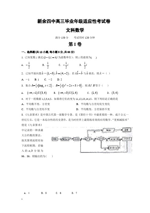 江西省新余市第四中学高三适应性考试数学(文)试题含答案【精编】.doc