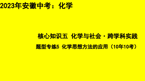 2023年安徽省中考化学专题总复习：化学思想方法的应用