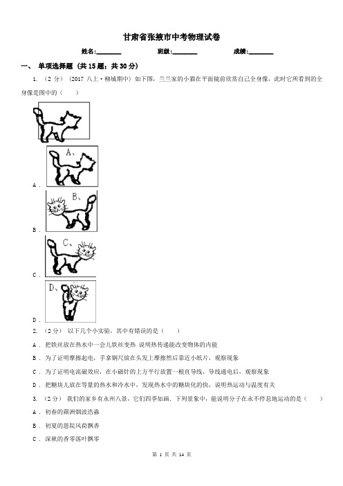 甘肃省张掖市中考物理试卷 