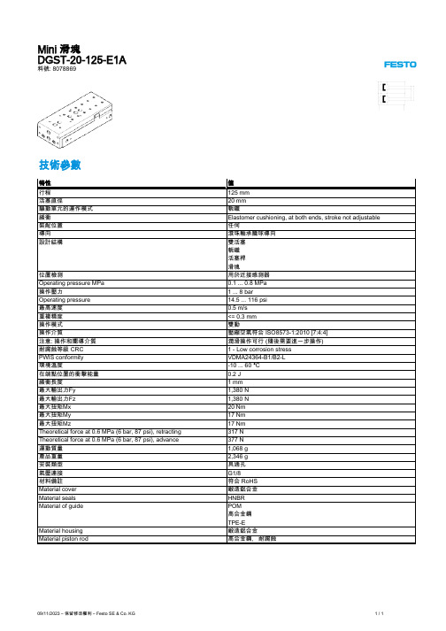 Festo DGST-20-125-E1A 滑塊說明说明书