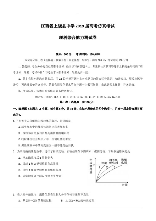 江西省上饶县中学2019届高三仿真考试理科综合试题附答案