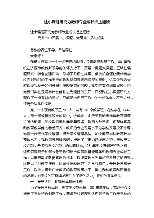 让小课题研究为教师专业成长插上翅膀