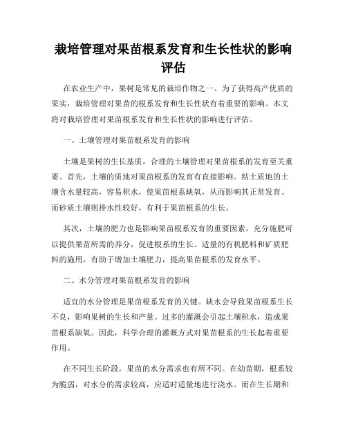 栽培管理对果苗根系发育和生长性状的影响评估