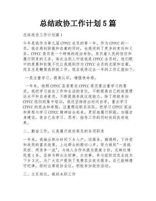 总结政协工作计划5篇