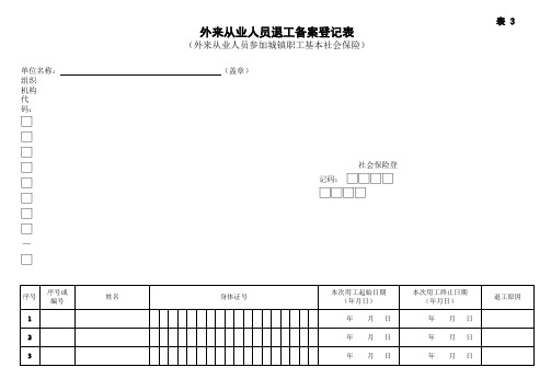 (最新)外来从业人员退工备案登记表