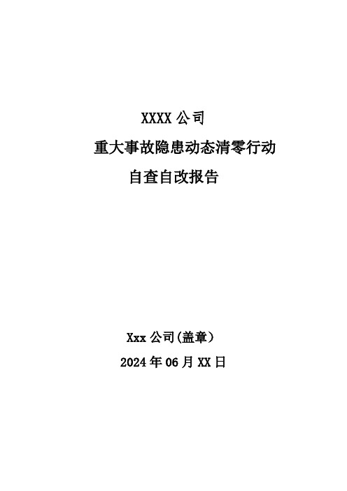 XXX公司重大事故隐患动态清零行动自查自改报告(模板)