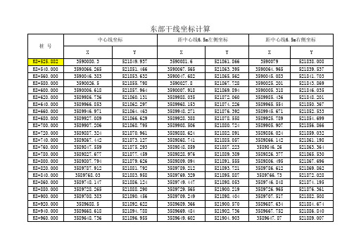 道路坐标计算表(有公式)