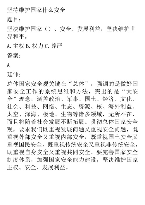 坚持维护国家什么安全