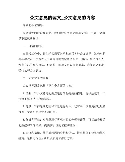 公文意见的范文_公文意见的内容