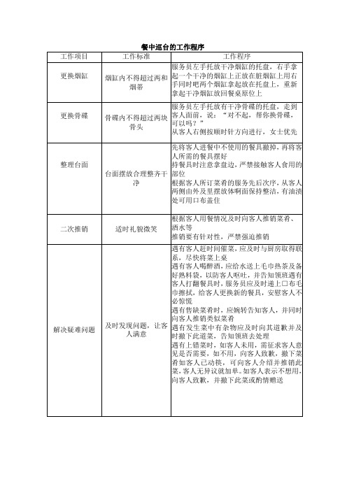 餐中巡台的工作程序