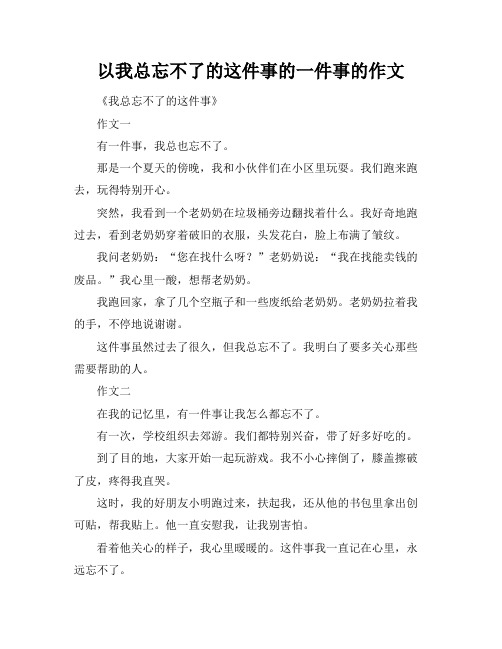 以我总忘不了的这件事的一件事的作文