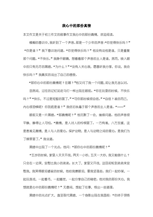 初中初三作文叙事作文：我心中的那份真情