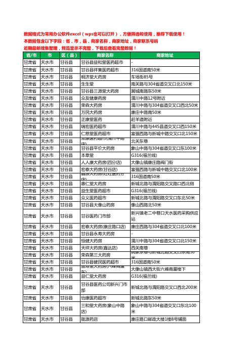 2020新版甘肃省天水市甘谷县药工商企业公司商家名录名单黄页联系电话号码地址大全74家