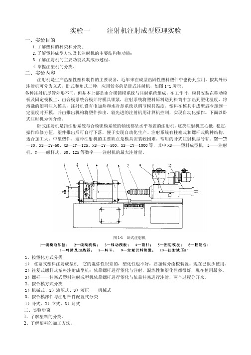 实验一  注射机注射成型原理实验