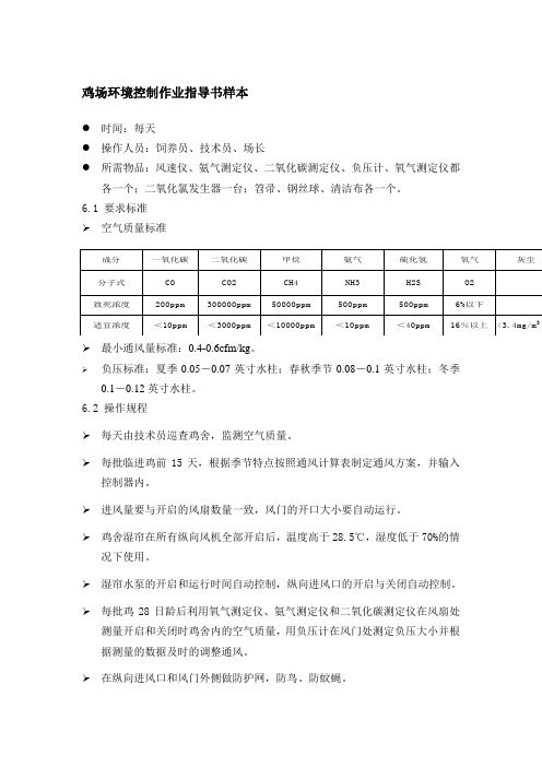 鸡场环境控制作业指导书样本