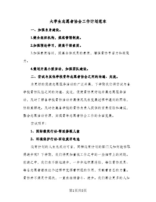 2024年大学生志愿者协会工作计划范本(3篇)