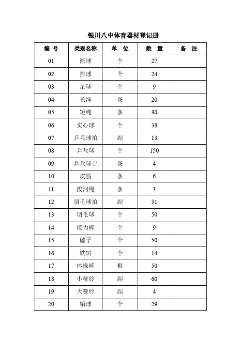 体育器材登记册旧