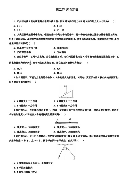 人教版高中物理选修3-1：《库仑定律》同步练习【2】及答案