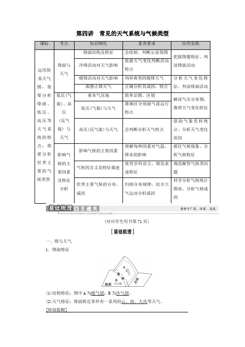 2021版高考地理一轮复习第2单元从地球圈层看地理环境第4讲常见的天气系统与气候类型教案鲁教版