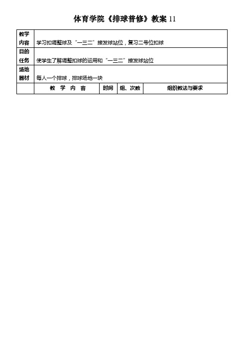 体育学院《排球普修》教案 11