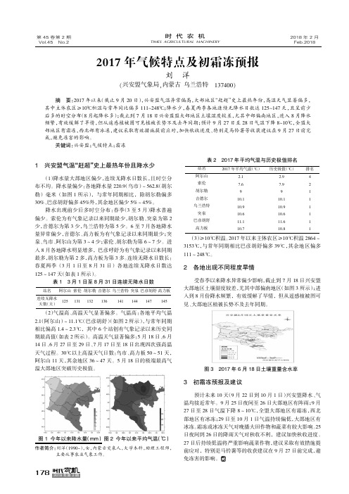 2017年气候特点及初霜冻预报