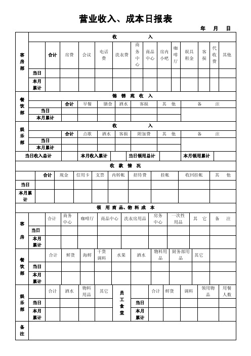 营业收入日报表