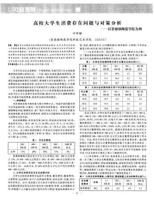 高校大学生消费存在问题与对策分析——以景德镇陶瓷学院为例