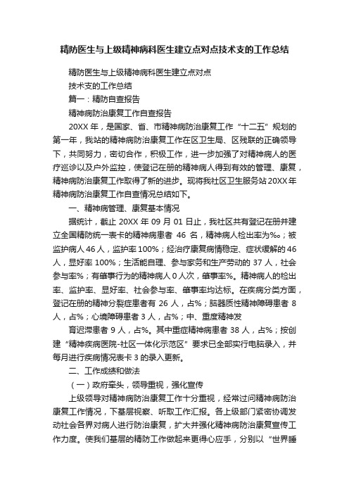 精防医生与上级精神病科医生建立点对点技术支的工作总结