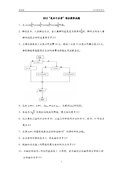 2012复旦千分考