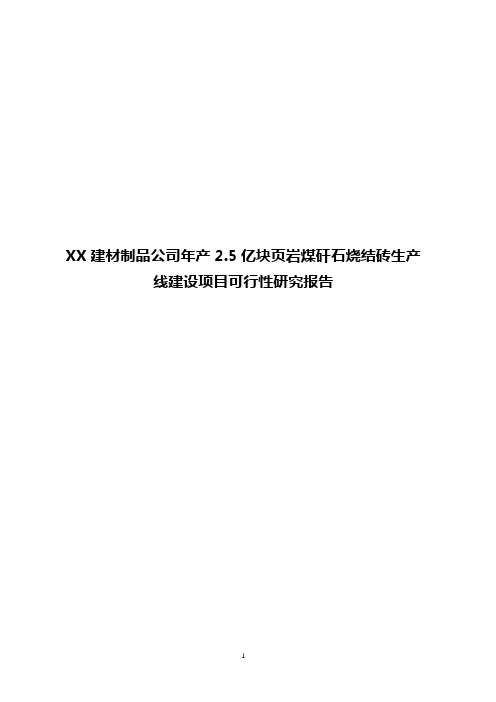 XX建材制品公司年产2.5亿块页岩煤矸石烧结砖生产线建设项目可行性研究报告