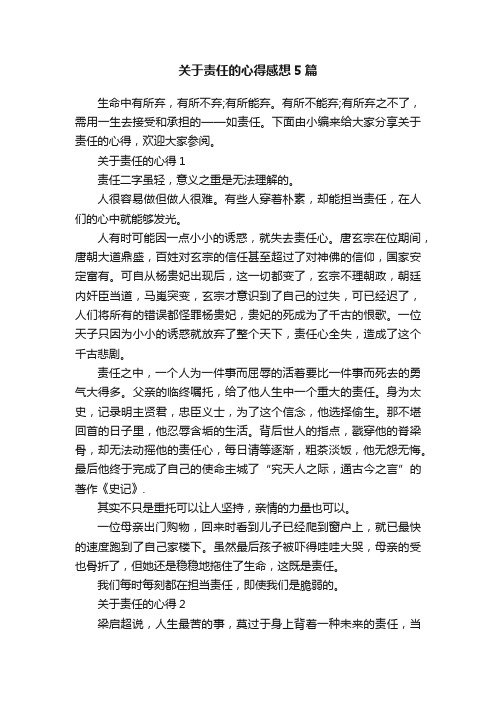 关于责任的心得感想5篇