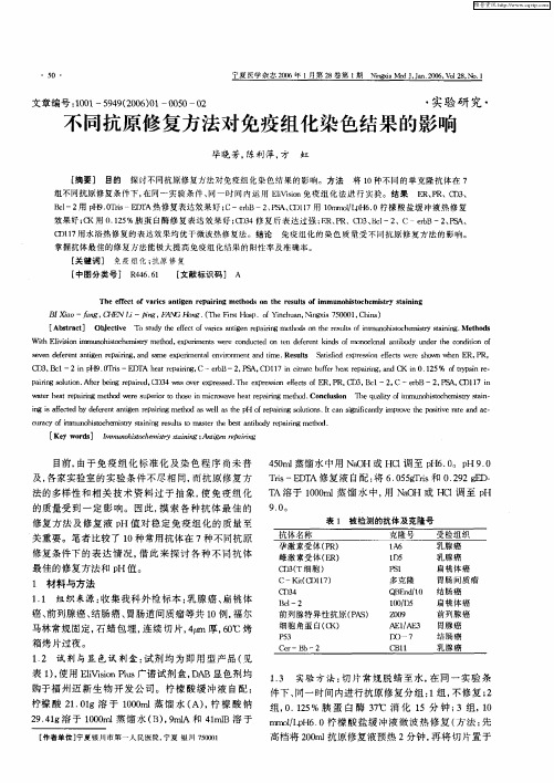 不同抗原修复方法对免疫组化染色结果的影响