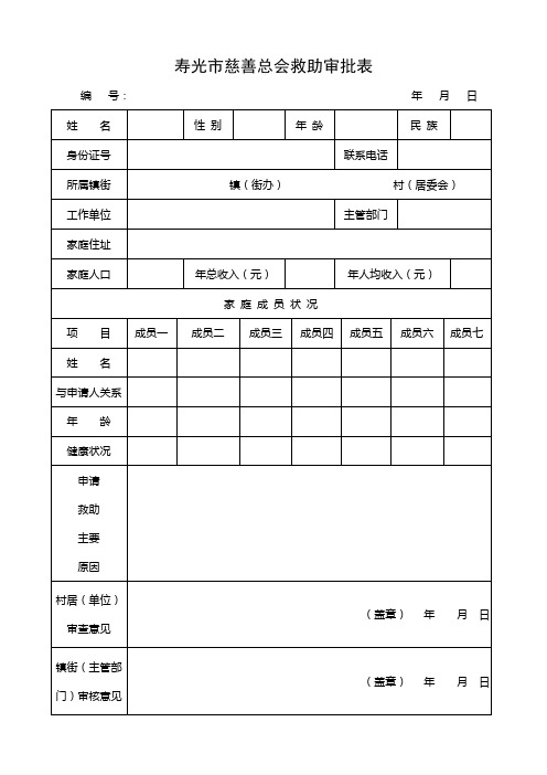 慈善总会救助审批表