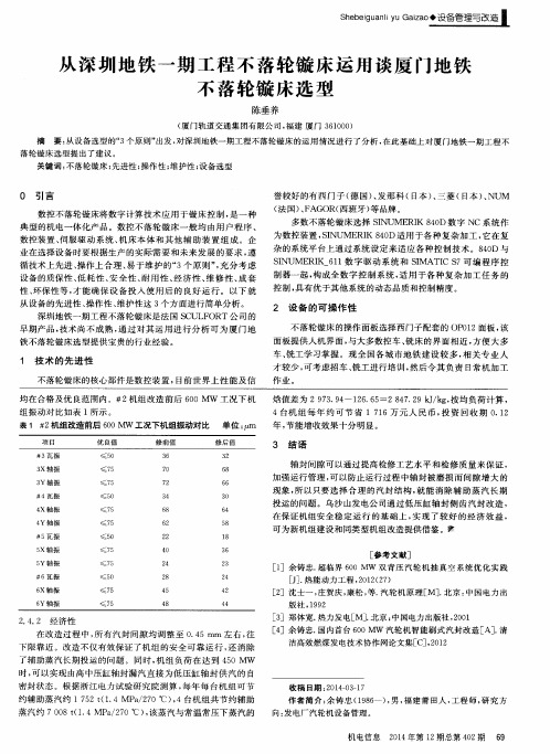 从深圳地铁一期工程不落轮镟床运用谈厦门地铁不落轮镟床选型