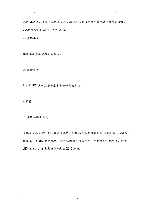 点阵LED显示原理与点阵汉字库的编码和从标准字库中提取汉字编码的方法